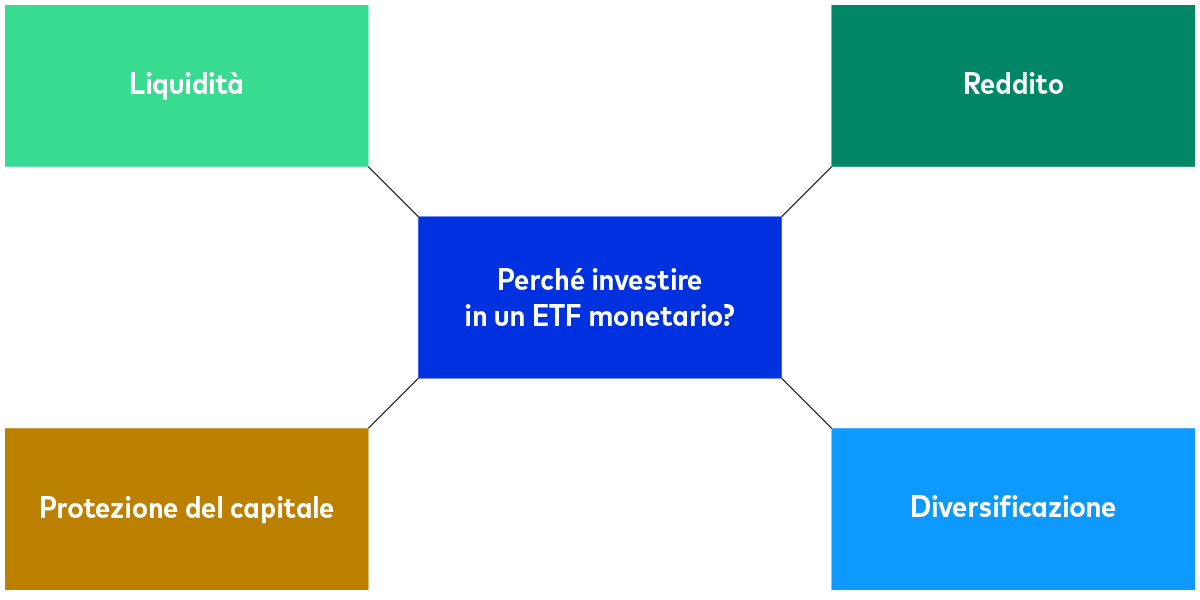 Diagramma che mostra alcune delle principali caratteristiche del nostro Euro cash UCITS ETF. Diagramma che mostra alcune delle principali caratteristiche del nostro Euro cash UCITS ETF.